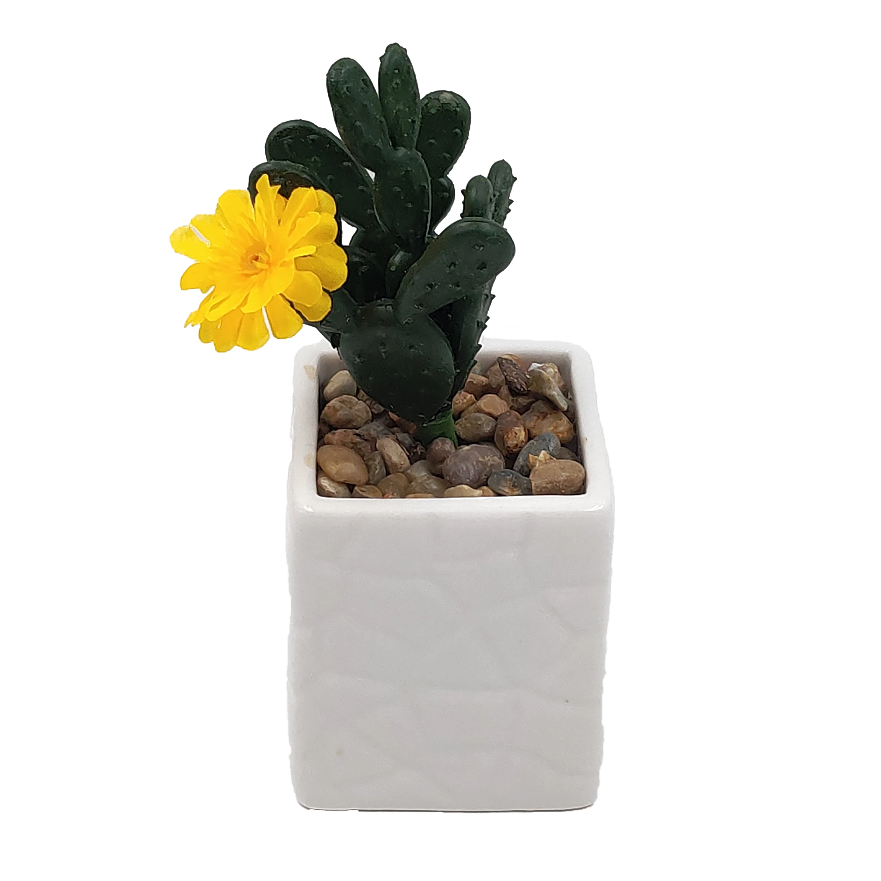 
factory custom Artificial cactus tabletop decorated white ceramic Planter Pot 