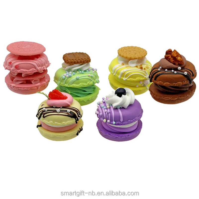 High Imitation Artificial pu soft  Macaroon cake with fruit for shop food display home decoration squishy funny toyos