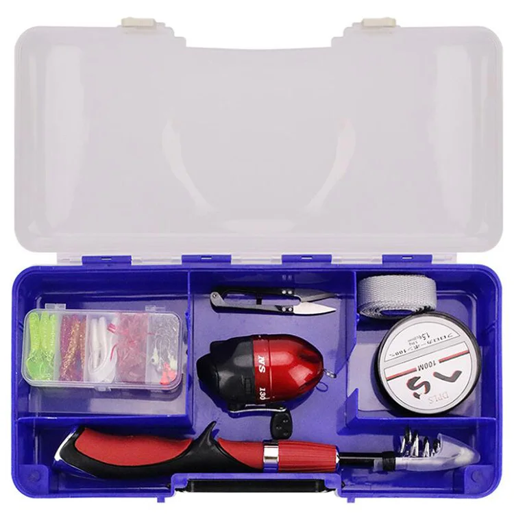 Wholesale 60 pieces children use Telescopic Fishing Rod Combo and Fishing Reel lure accessories Full Kit combo