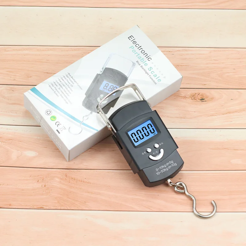 Portable Electronic Scale Small Mini Spring Scale Black Digital Display Luggage Scale 50kg Digital LCD