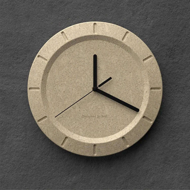 Round cement scale clock wall luxury gold custom cement decoration quartz rustic wall clock