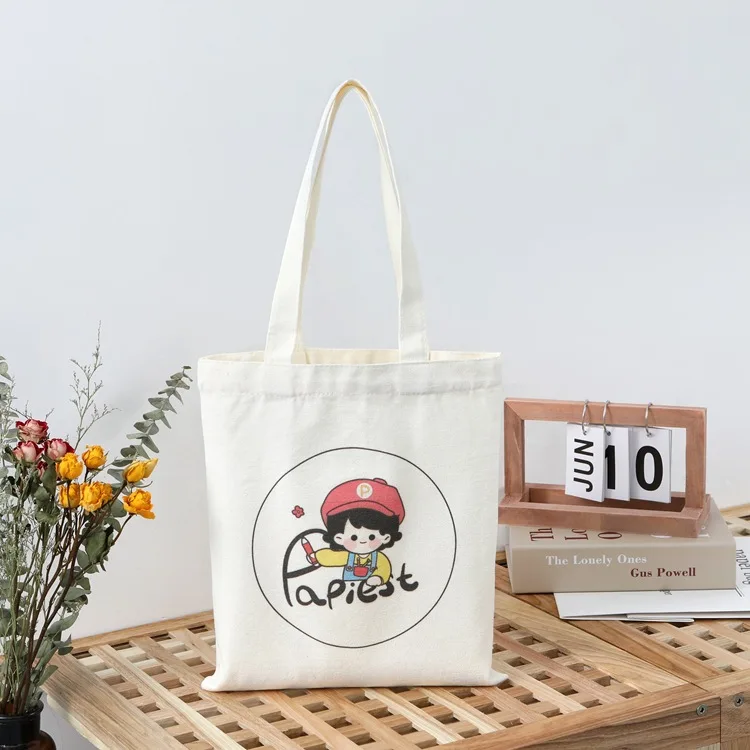 promotional eco friendly organic recycle Custom Printed Logo Plain cotton canvas Grocery Shopping Tote bag