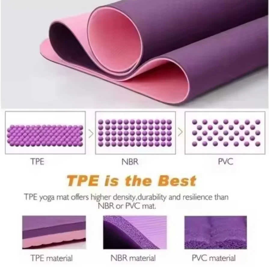 Tpe Yoga Matt De спортивный тренажерный зал Yogamatt Противоскользящий 6 мм Пользовательский логотип УФ печать экологически чистый двухслойный Коврик для йоги