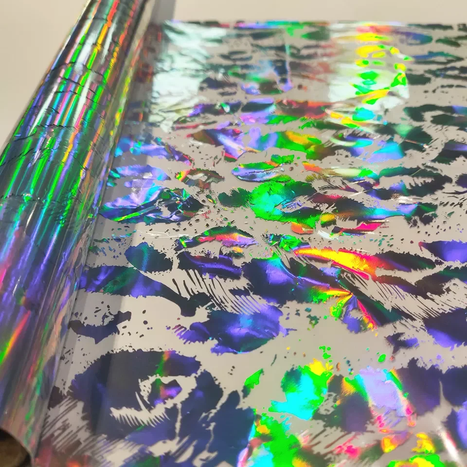 Free sample cloud pattern holographic laser bronzing film for blending textiles and leather