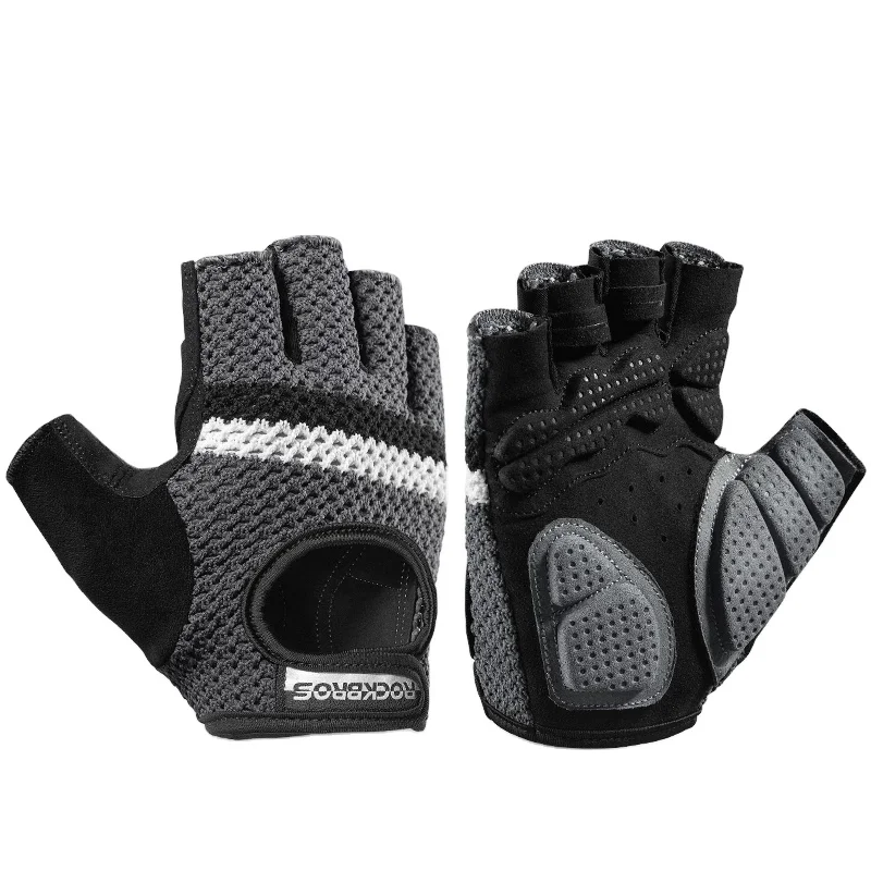 Fabric Fingerless Gloves Motor MTB Bike Gloves Fitness Breathable SBR Shockproof Knitted ROCKBROS Unisex Cycling Gloves Washable