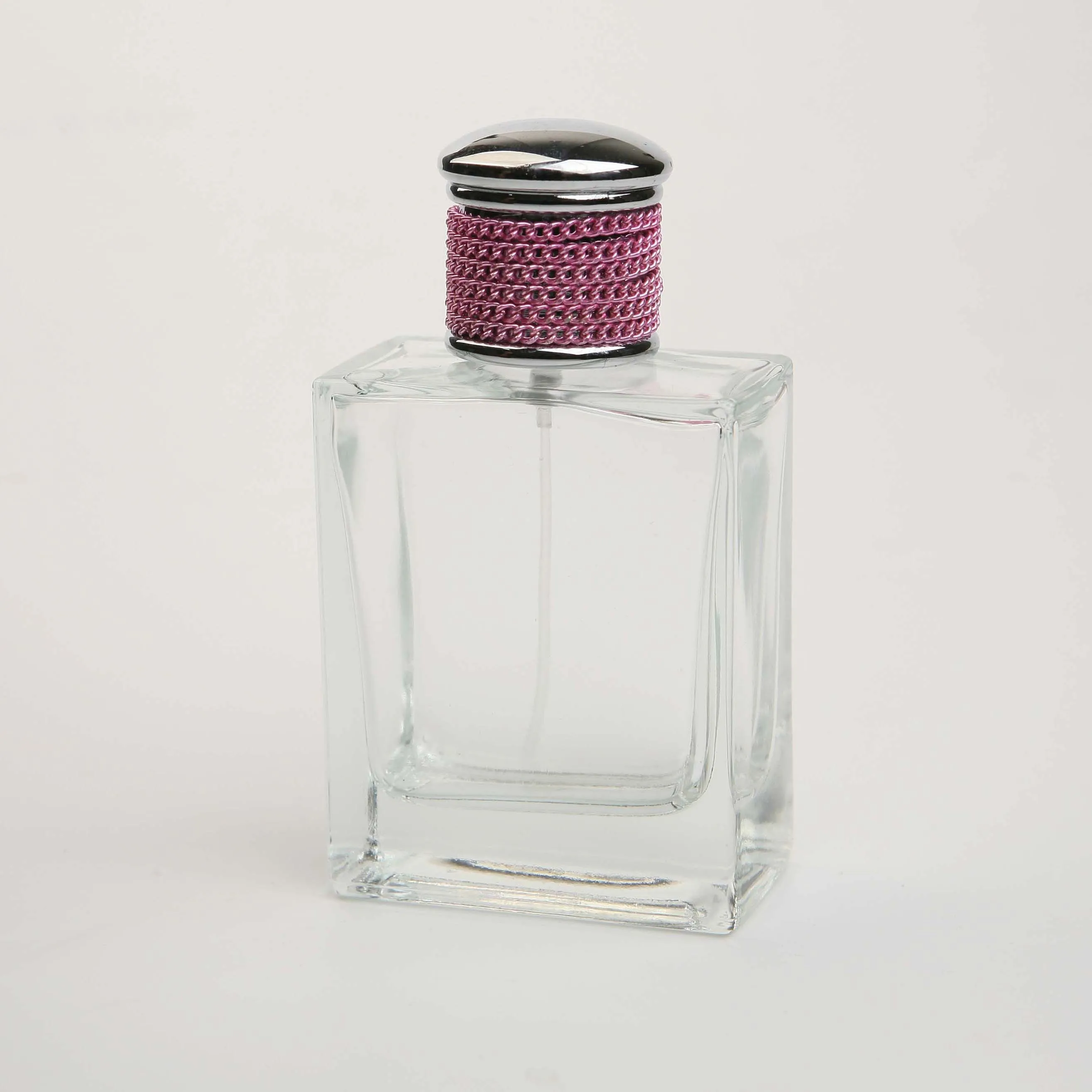 
custom design transparent cosmetic luxury 100ml perfume spray glass square bottle 