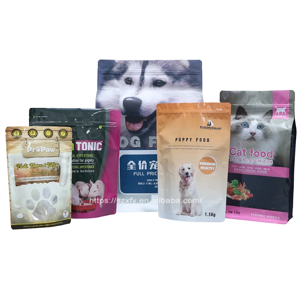 Large size flat bottom royal cat pet food packaging plastic bags for dog food treat 500g 1kg 2.5kg 10kg 15kg 20kg packaging bags