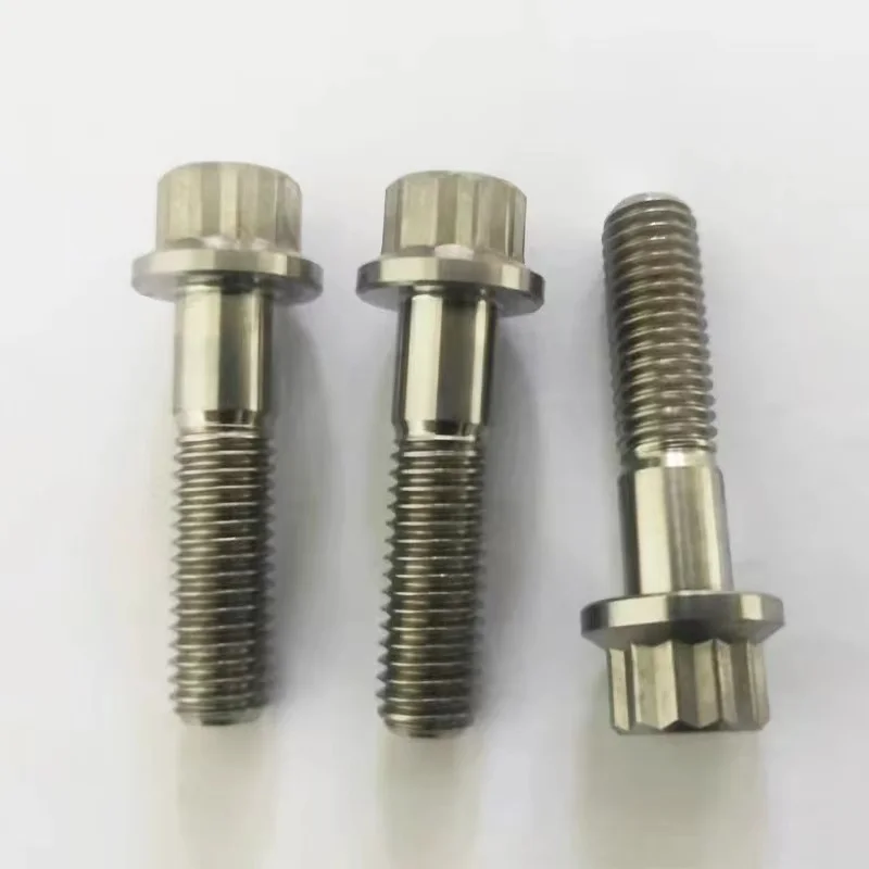 M7 x 24 M7x32 Gr 5 Ti TC4 M8  Titanium 12 point flange split rim wheel assembly bolt