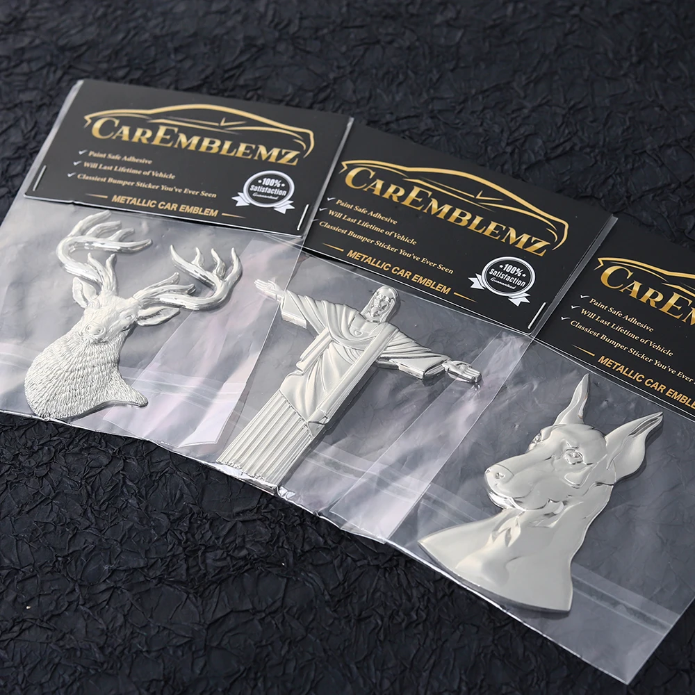 Free Art Custom Emblem and Badge Sticker Metal Metallic 3D Zinc Alloy Jesus Pattern Chrome Car Decal Logo