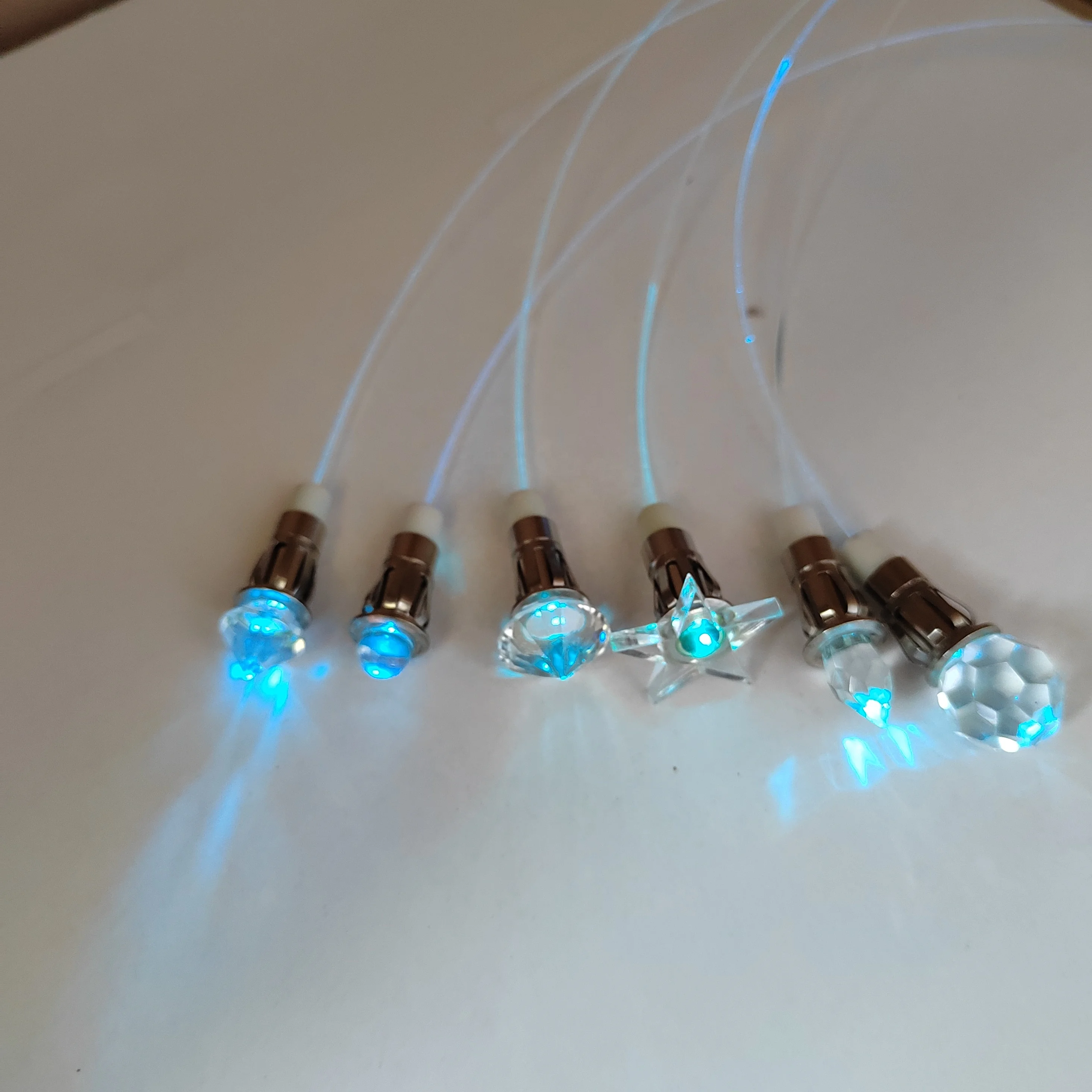 Various shape hotel luxury Crystal stainless steel fiber optic end pieces for ceiling lighting