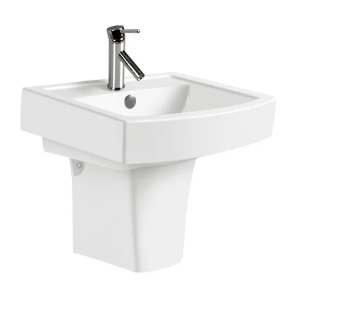 Cheap ceramic bathroom freestanding wash hand basin sizes with half pedestal KL-2053B