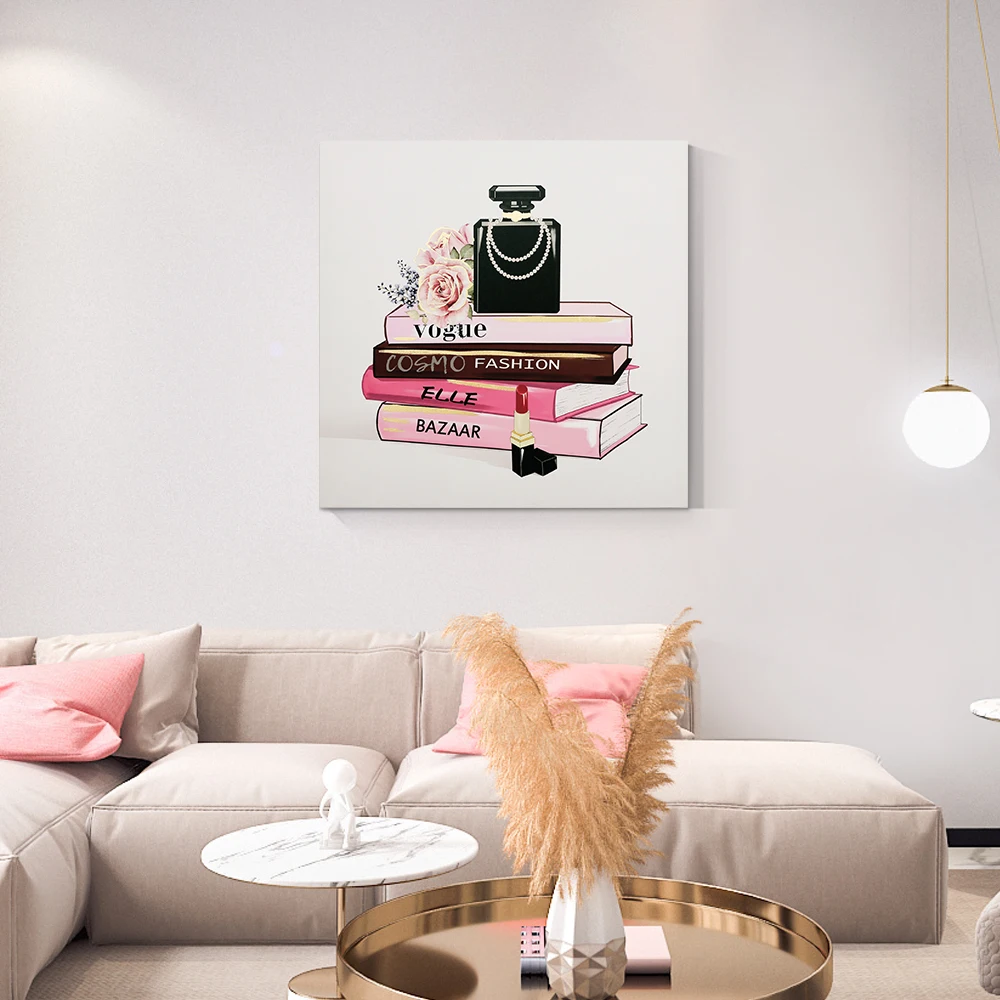Fashion Flowers and Perfumes Designs Stretched canvas With Foiling Living Home Decoration Art Canvas Prints Decor