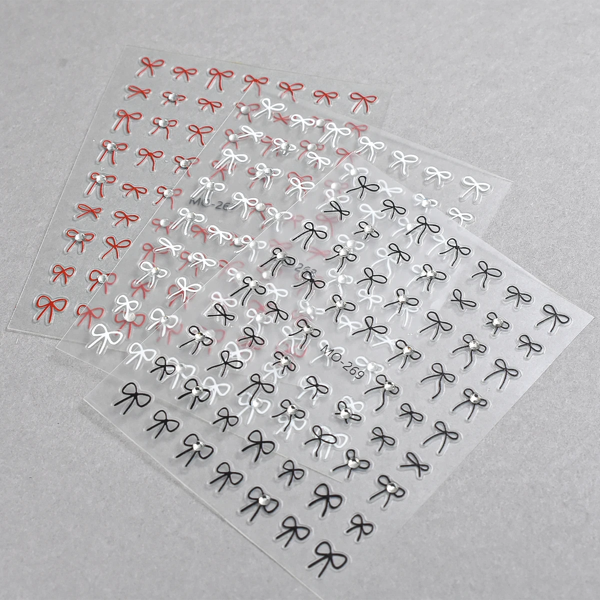 TSZS Wholesale White Red Black Bowknot Nail Stickers Crystal Diamond Design 5D Self Adhesive Stickers Nail Art Decoration