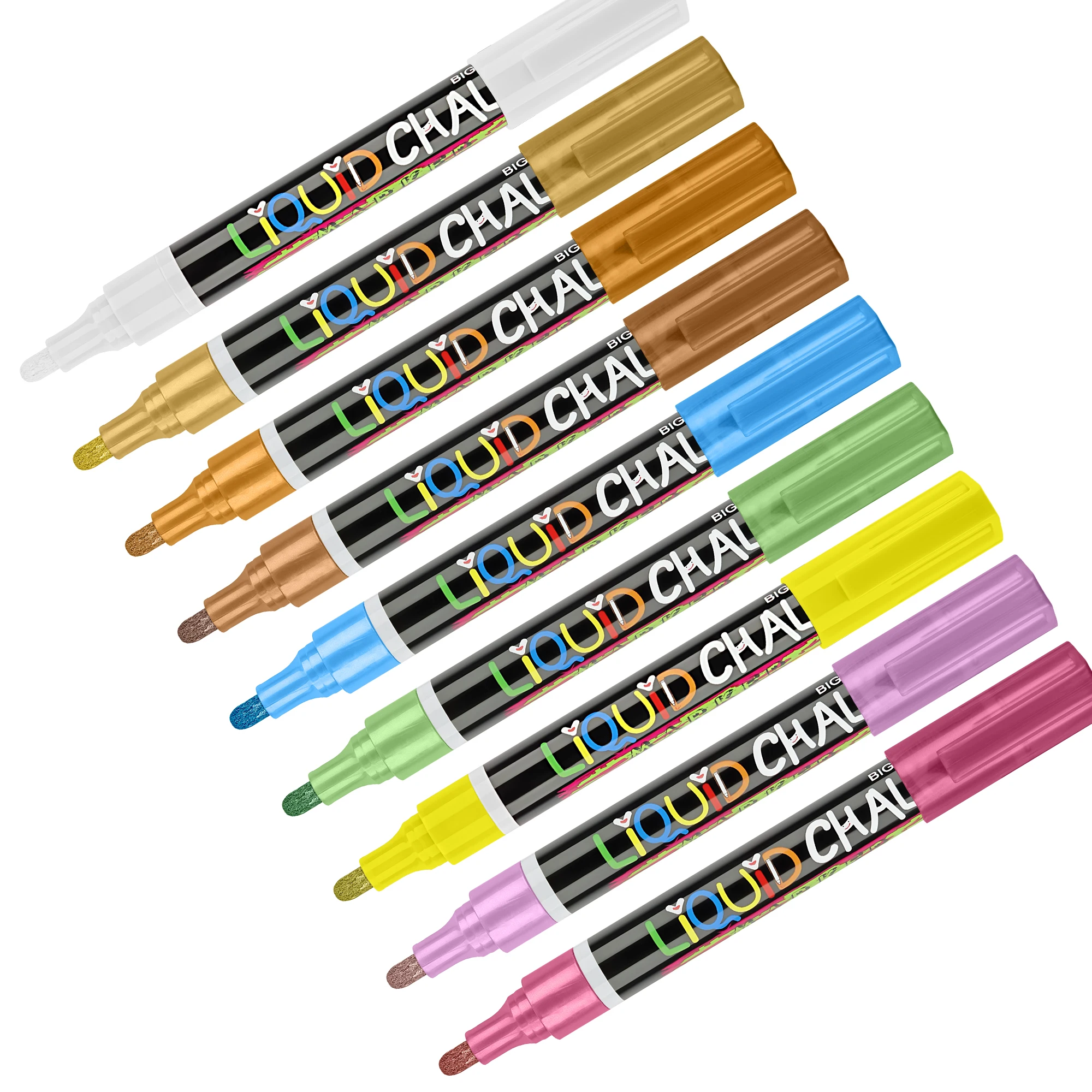 Liquid Chalk Markers 6.0mm Fine Dual Tip Chisel & Bullet for menu, glass, kitchen chalkboard labels