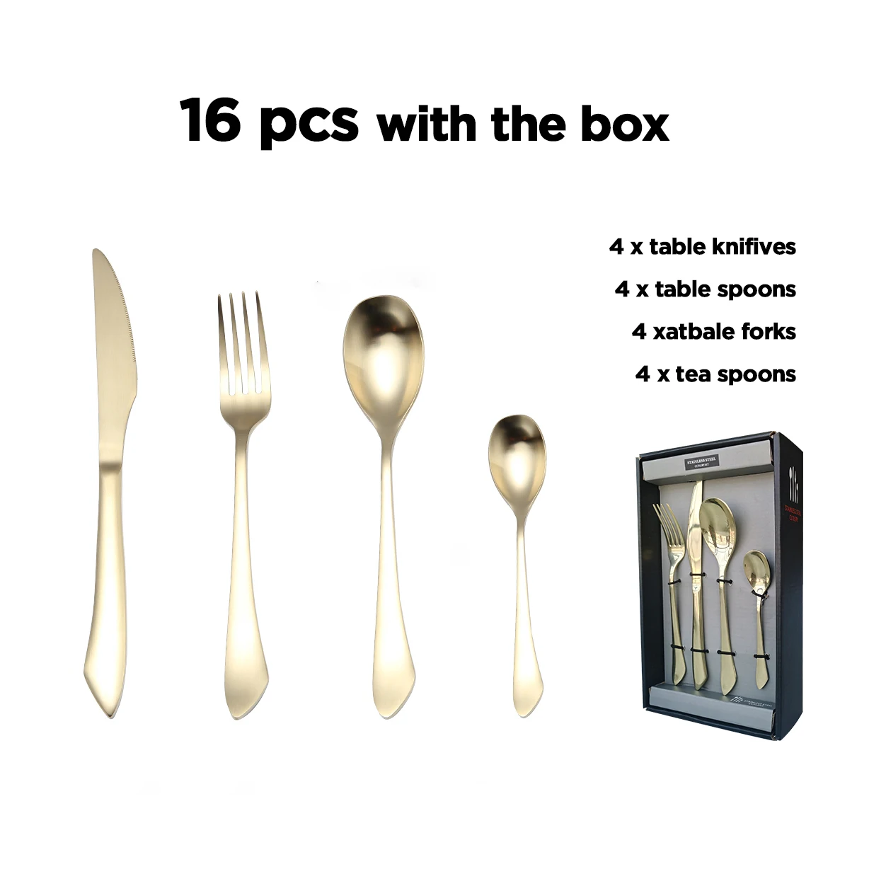 hot sale new model wedding luxury high quality fashion design fork spoon knife cutlery stainless steel flatware set