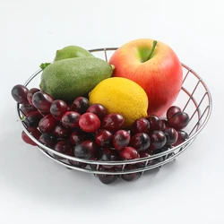 Tabletop Geometry Fruit Basket Iron Black Vegetable Mesh Bowl Kitchen Storage Wire Metal Fruit Basket