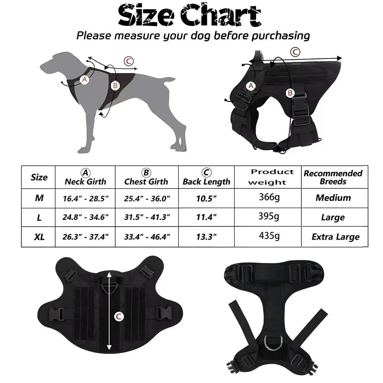 Dog Harness for Large Dogs with Handle Dog Vest  Adjustable Training Hunting Walking