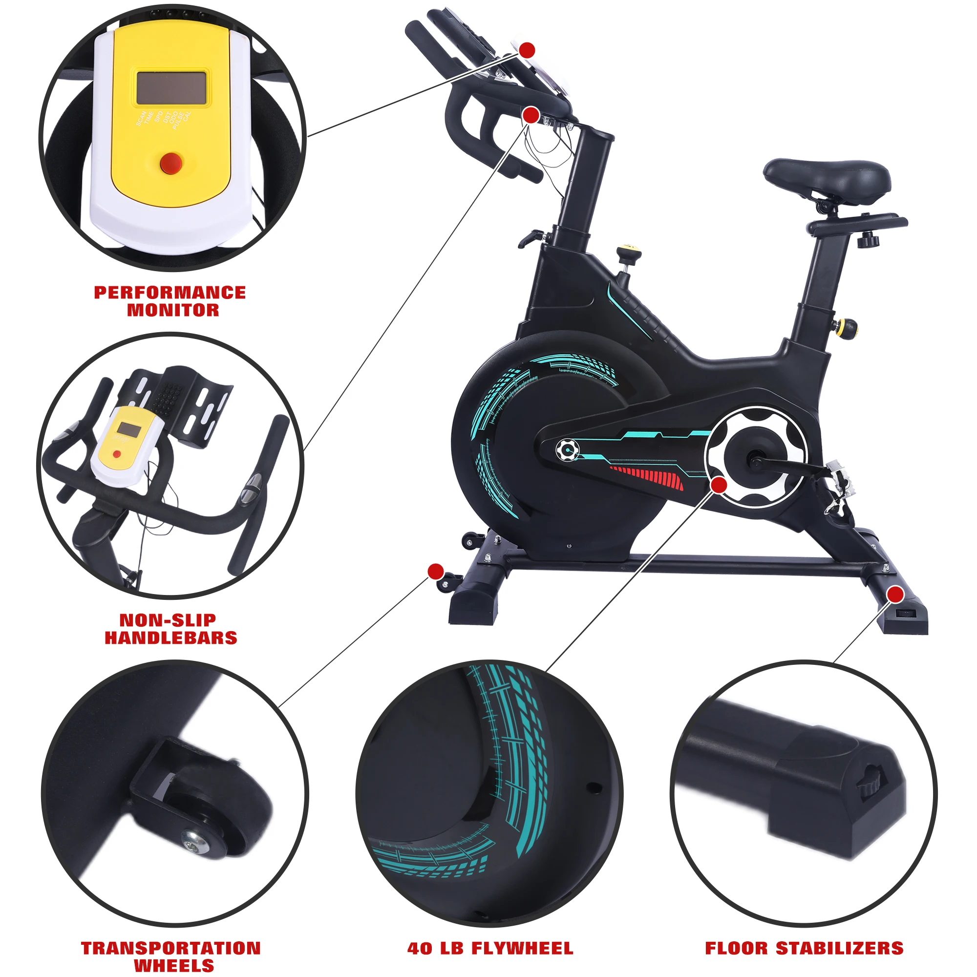 Megnetic Foldable  Exercise Spining Bike Weight Reduction Silent Cycling Spinning Home Workout Equipment Cardio Machine