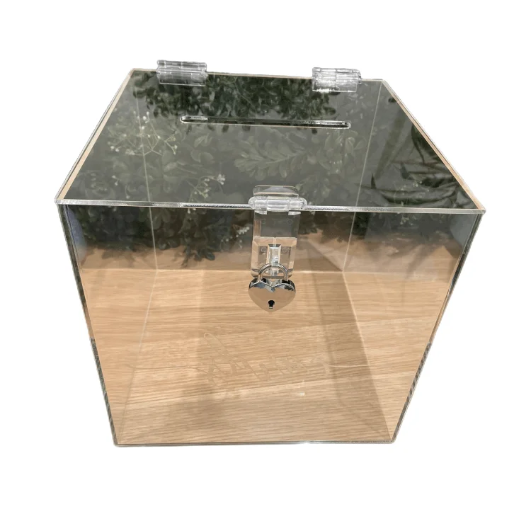 Custom Acrylic Wishing Well With Lock Wedding Card Box With Slot Invitation Card Collection Box With Logo