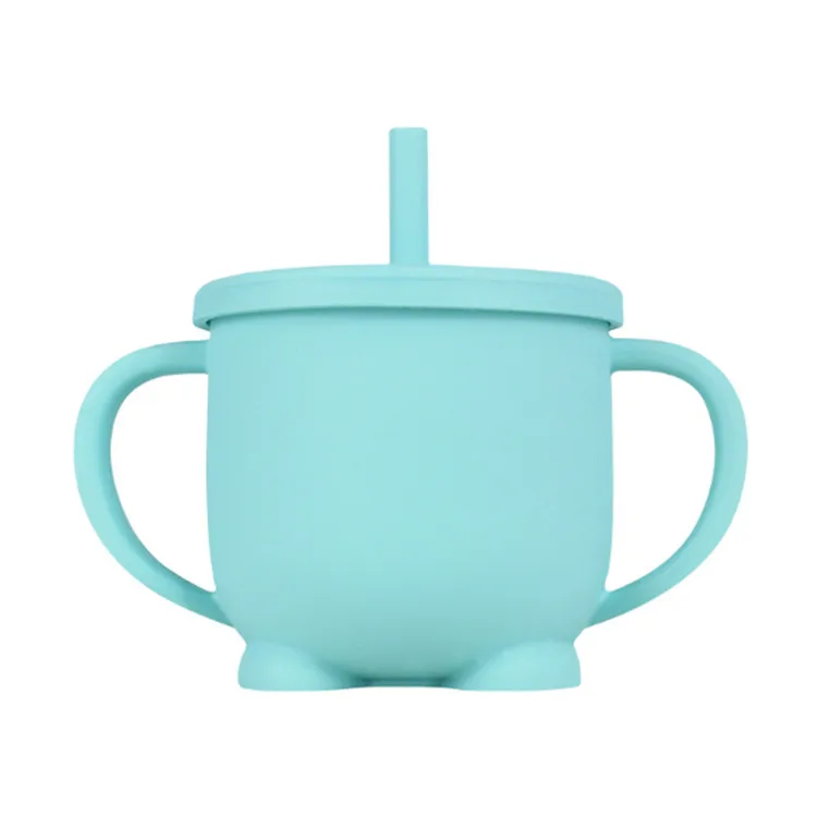 Popular Series Factory Direct Sale Soft Safe Toddler Trainer Cup Kids Drinking Cup Silicone Baby Sippy Cup With Straw