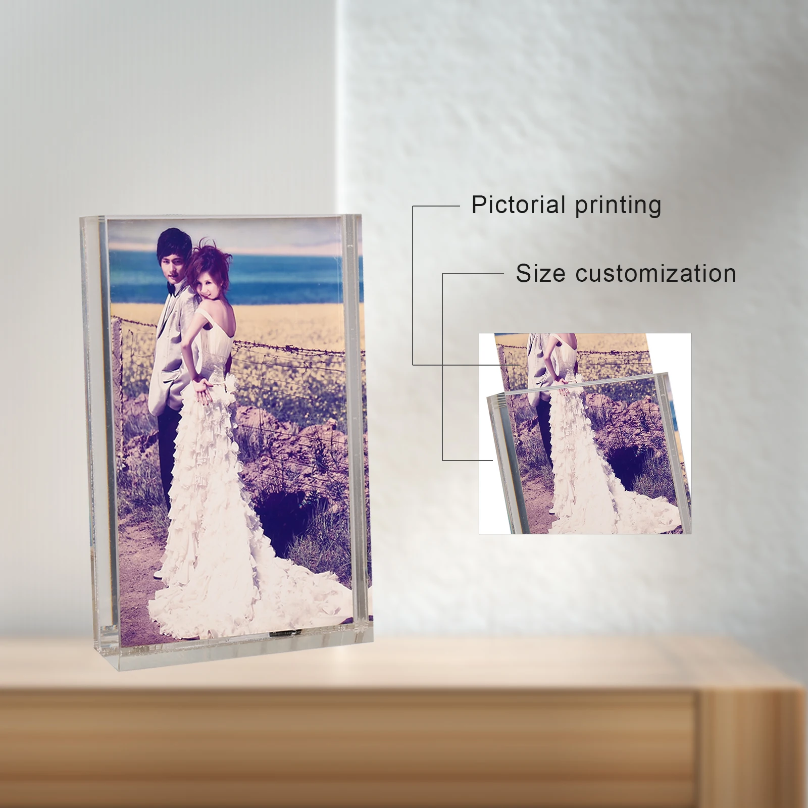 High-Definition Vertical Photo Display Stand Smart Acrylic Magnet Photo Frame Factory Wholesale Families Friends Commemorative
