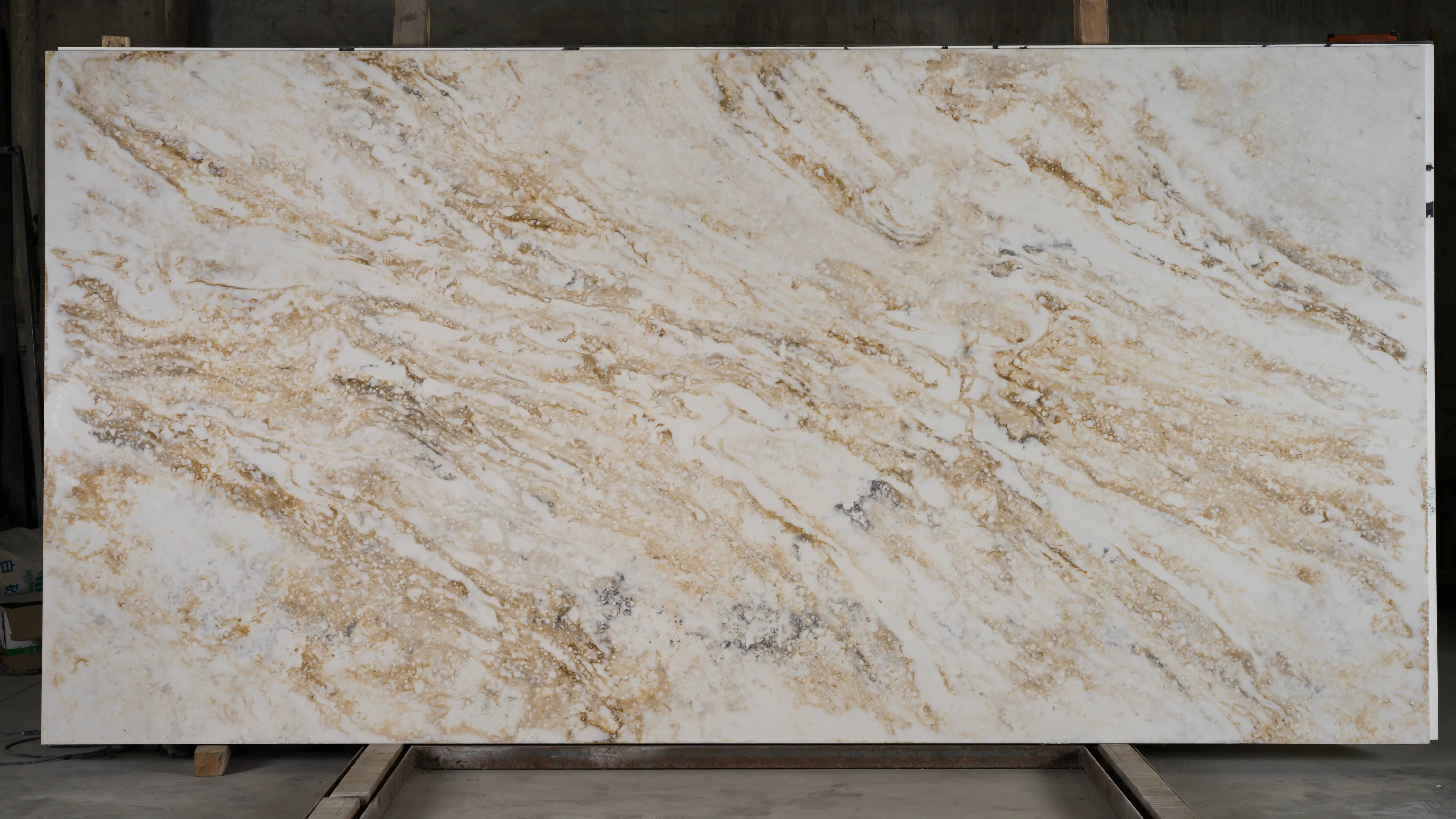 New Arrivals Bench Top Calacatta Prefab Artificial Kitchen Countertop Engineered Stone Cutting Size Bathroom Vanity Top