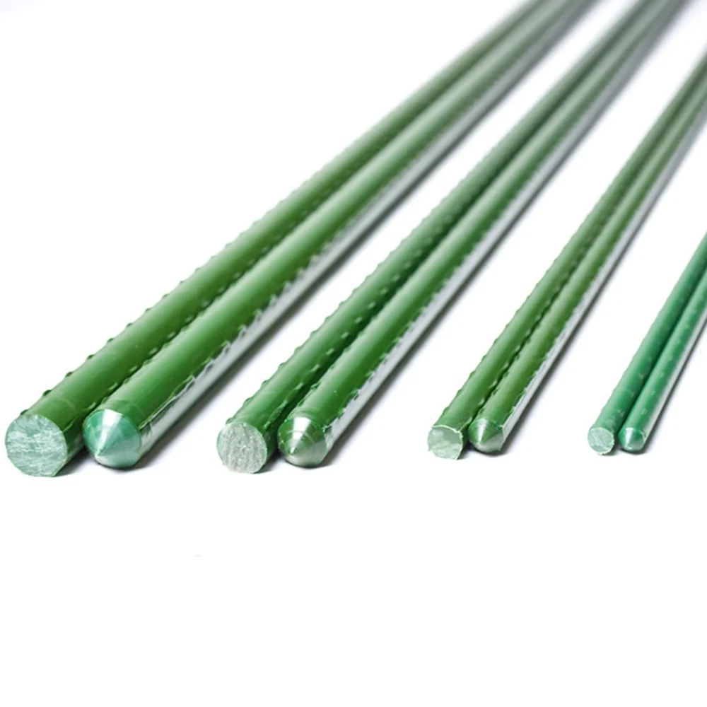 Wholesale PE coated steel pipe 11MM garden stakes 3FT 4FT 5 FT 6FT landscape staples plant PP plastic coated steel garden stakes