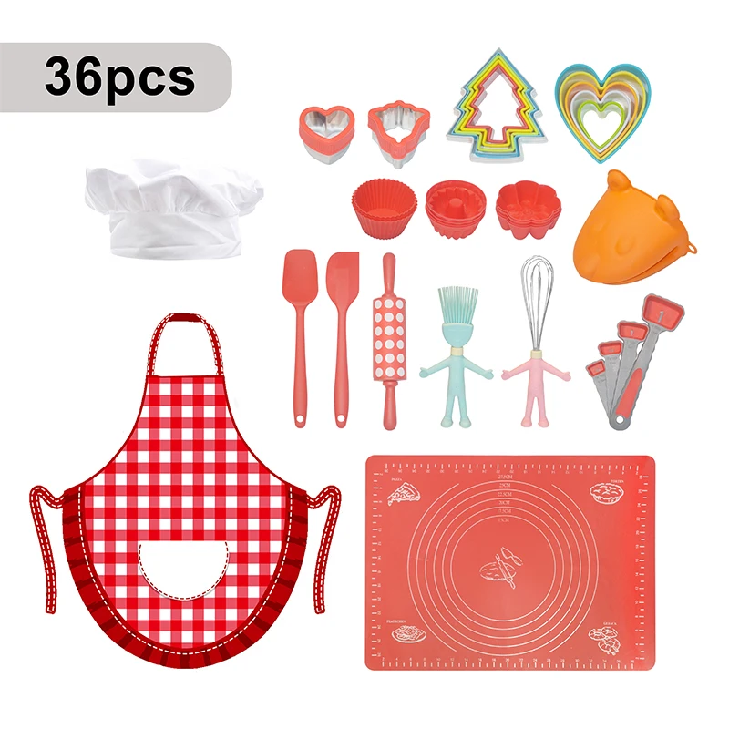 36 Pieces Children DIY Cake Decorative Tools Food Grade Silicone Kitchen Baking Molds Set for Kids