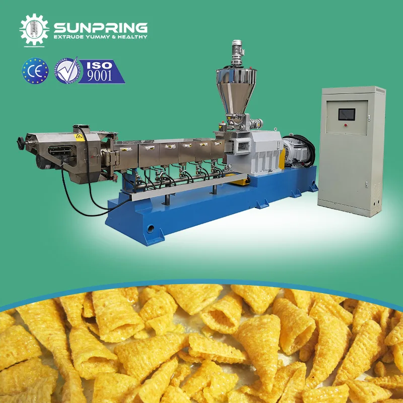 SunPring bugles chips extruder fried snacks bugle production line bugles chips making machine