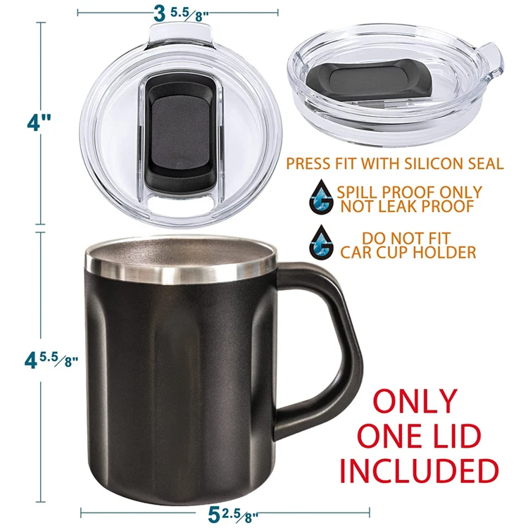 PURPLESEVEN Double Wall Vacuum Insulated 304 Stainless Steel 16oz Thermos Beer Mugs Travel Coffee Mug with Handle and Slider Lid