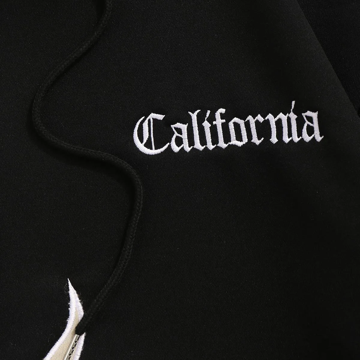 Wholesale Custom Colorblock Two Tone Letter California Flame Fire Embroidered Pullover Hoodie For Men