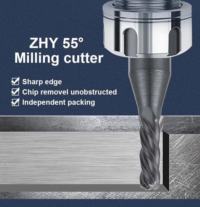 ZHY Factory Direct Prices Solid Carbide Metal End Mills Long Shank Corner Radius Endmill