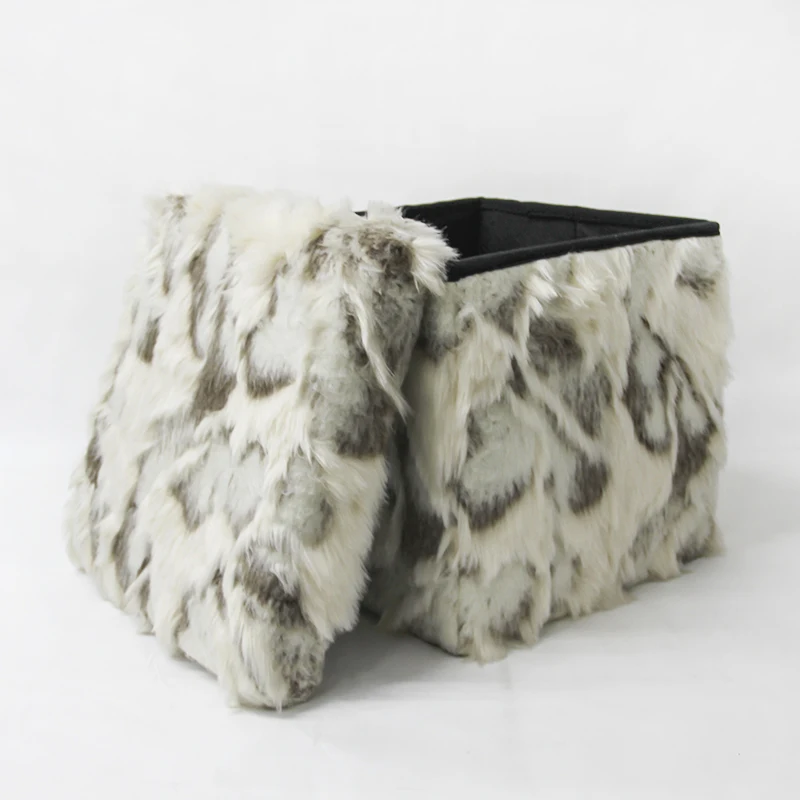 
Factory customized faux fur fabric cube foldable storage chair for bedroom decoration new style sitting stools 