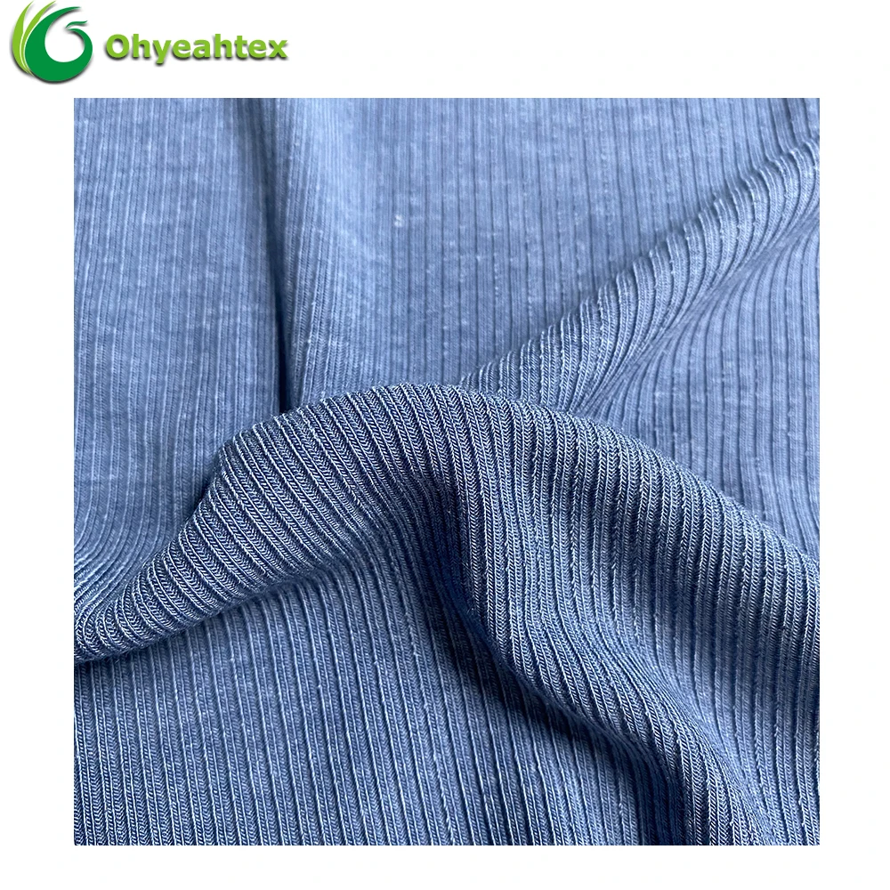 Новейший дизайн 210Gsm 56% модал 37% ацетат 7% спандекс 2x2 ребристая трикотажная ткань для женского платья