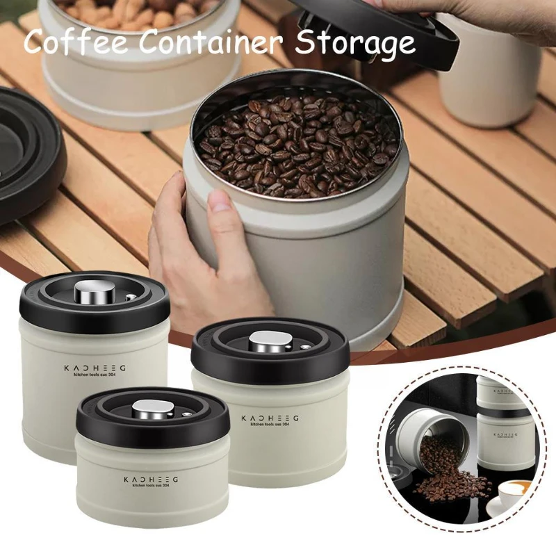304 Stainless Steel Press Type Vacuum Storage Sealed Jar Snack Coffee Storage Containers Tank