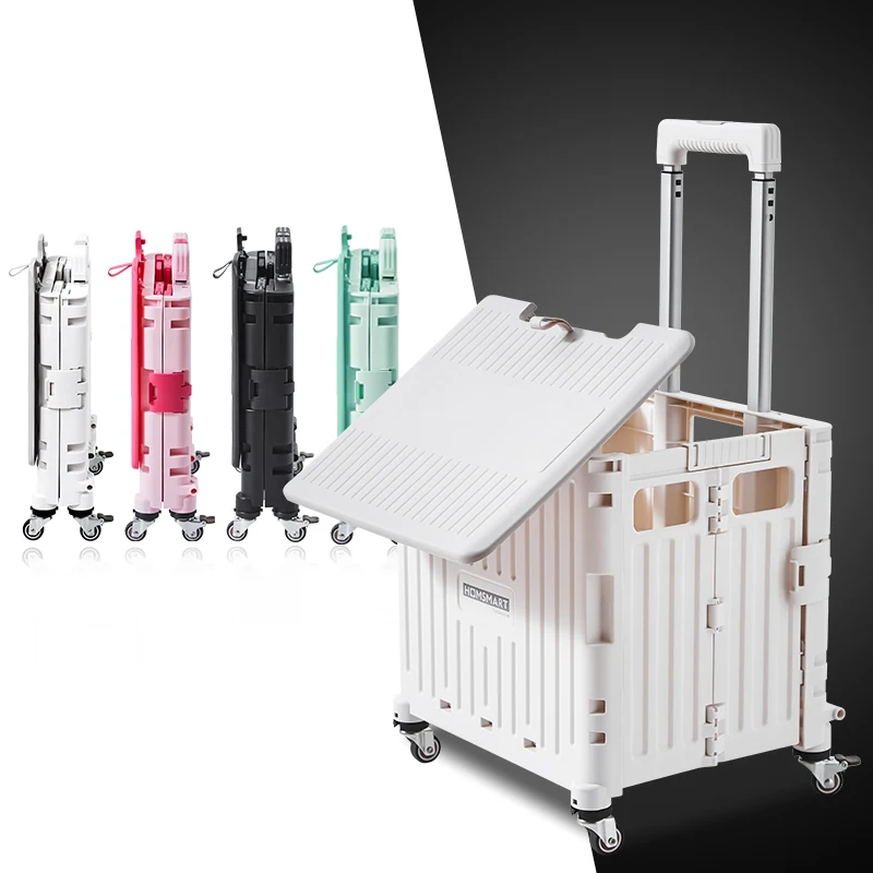 Multipurpose universal wheel wholesale personalized heavy duty plastic folding shopping cart with adjustable hand