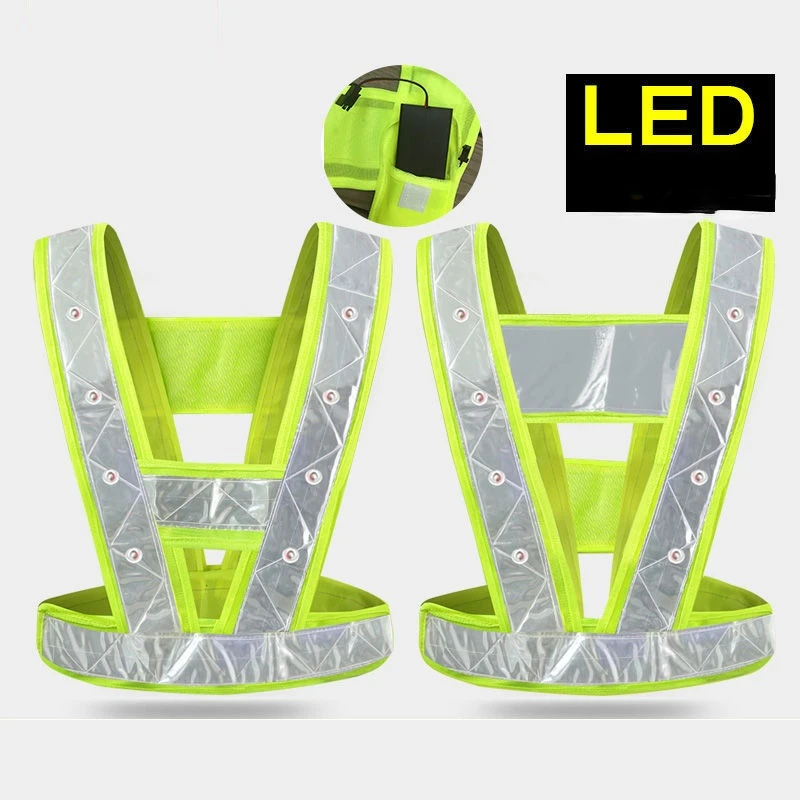 High Visibility Safety Vest for Work Roadway Safety Reflective Strips Fluorescent Green Yellow