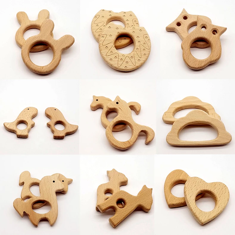 Горячая Распродажа, детский деревянный Прорезыватель для зубов в форме животного из бука