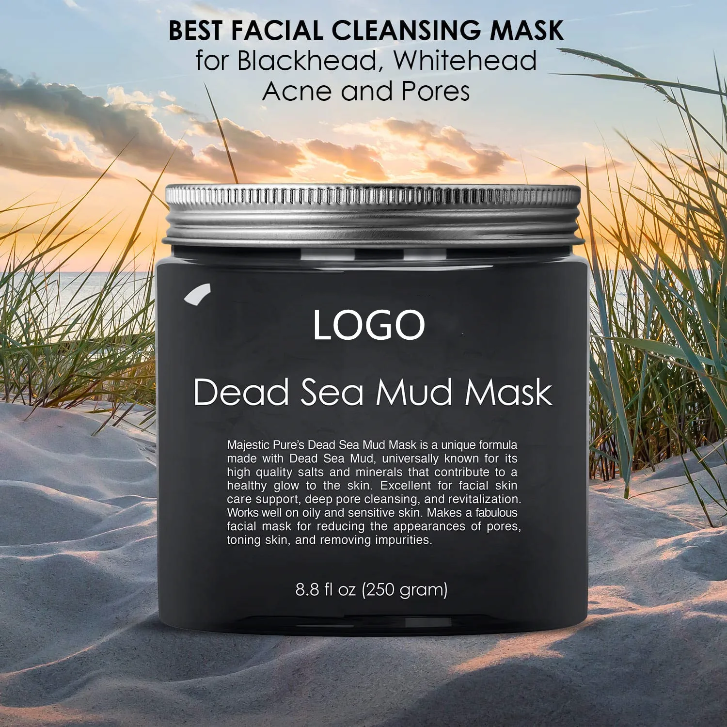 Private Label Facial Cleansing Clay for Blackhead and Whitehead Dead Sea Mud Mask