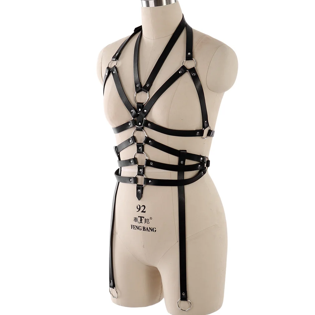 Women Strappy Full Cage Body Harness Lingerie Garter Belt Hollow Crop Tops Bra Punk Gothic Sexy Underwear