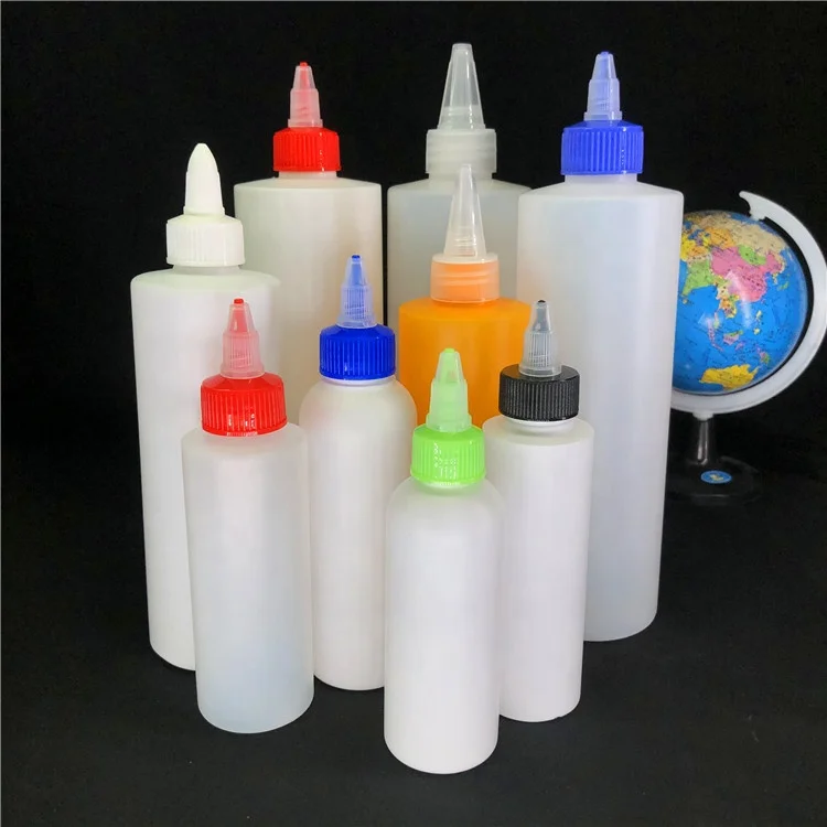2 oz 4oz 6 oz 8 oz Cosmo Bullet Bottle Empty PE Plastic Bottles w/Black  Twist Cap  For Dropper Applications