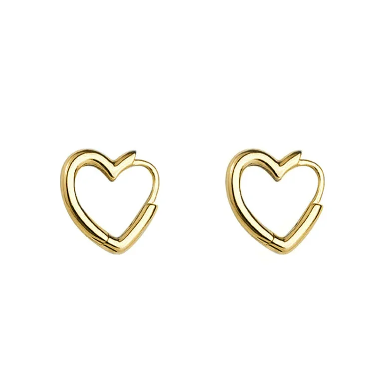 Huggie Earrings Women Fashion Heart Hoop Earrings Solid Gold Jewelry  Body Piercing Wholesale
