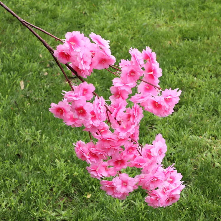 Artificial Bunga Red Cherry Blossom Flower Flor De Cerejeira Sakura for Wedding Centerpieces