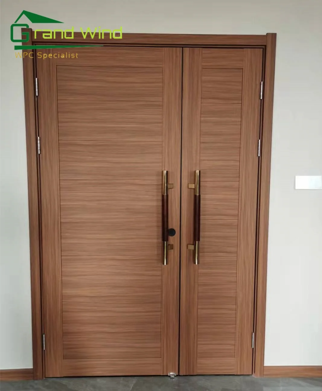 Waterproof Polish Panel Wood Plastic Composite Modern Wooden Interior Door For House