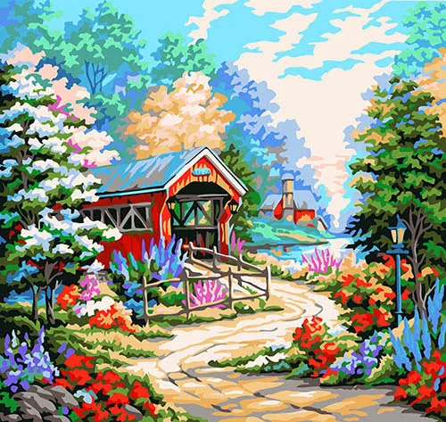 CHENISTORY 992497 DIY numbers oil painting on canvas Country lane  wall pictures abstract painting diy for living room