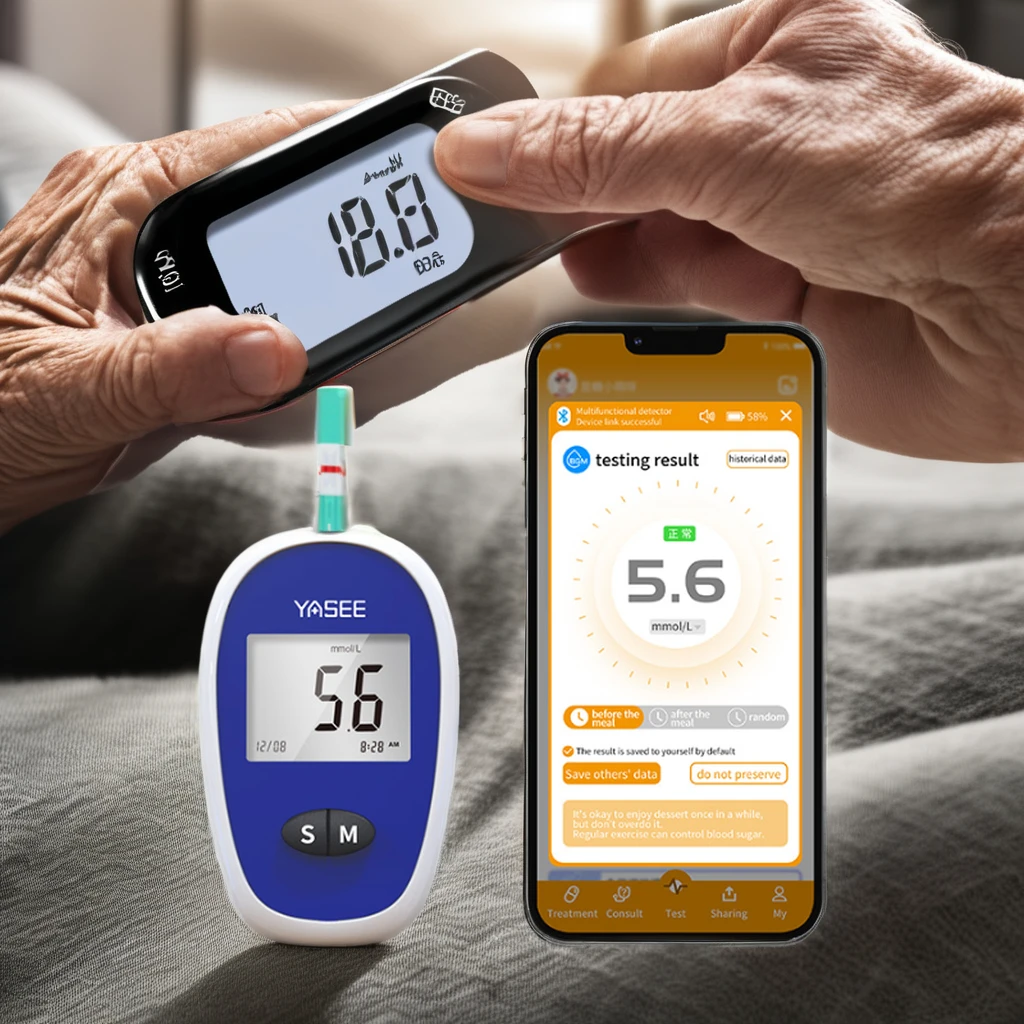 CE ISO15197 OEM acceptable Digital Blood Glucose Meter Blood Sugar Test Strips Glucose Meter Free for Lab and Home