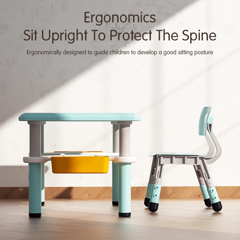 Adjustable Retractable 1 MOQ Baby Plastic Homework Desk Nordic Children Furniture Study Tables and Chair Set for Kids Bedroom