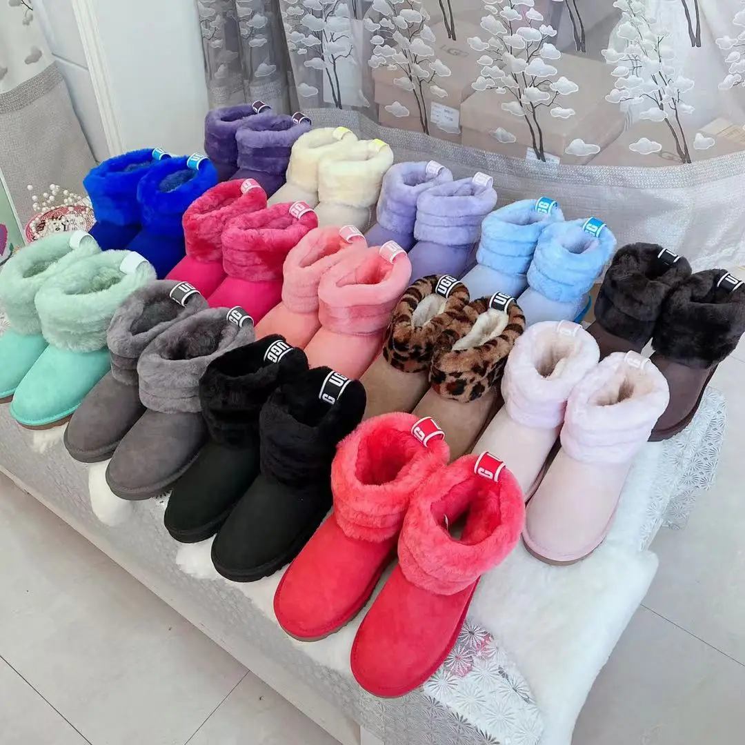 Drop Shipping 2021 New Adult Little Girl Children Kids Designer Waterproof Wholesale Fur Winter Snow Boots