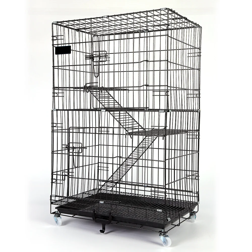 High quality metal material durable scratch resistant big cat cage easy cleaning collapsible large cages for cats