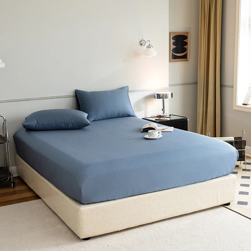 Factory Supplier Queen Size Bedsheet 60S Cotton Silk Fitted Sheet Pillowcases Set